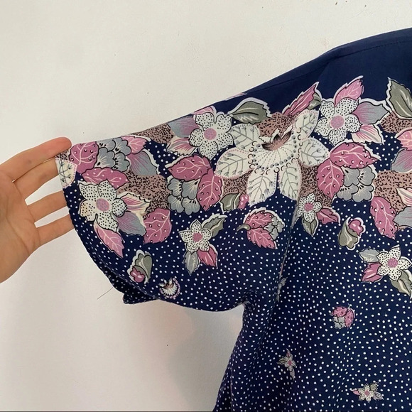 Vintage 80s Floral Printed Button Down Blouse Shoulder Pads Womens Plus Size 1X - Picture 4 of 15